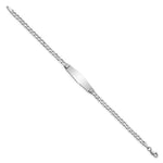 14K White Gold Polished Semi-Solid Chain/Solid Plate Cuban Link Soft Diamond Shape 25.5x7. Plate ID Bracelet view