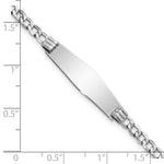 14K White Gold Polished Semi-Solid Chain/Solid Plate Cuban Link Soft Diamond Shape 25.5x7. Plate ID Bracelet view
