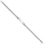 14K White Gold Polished Semi-Solid Chain/Solid Plate Cuban Link Plate ID Bracelet, 7 x 5mm view