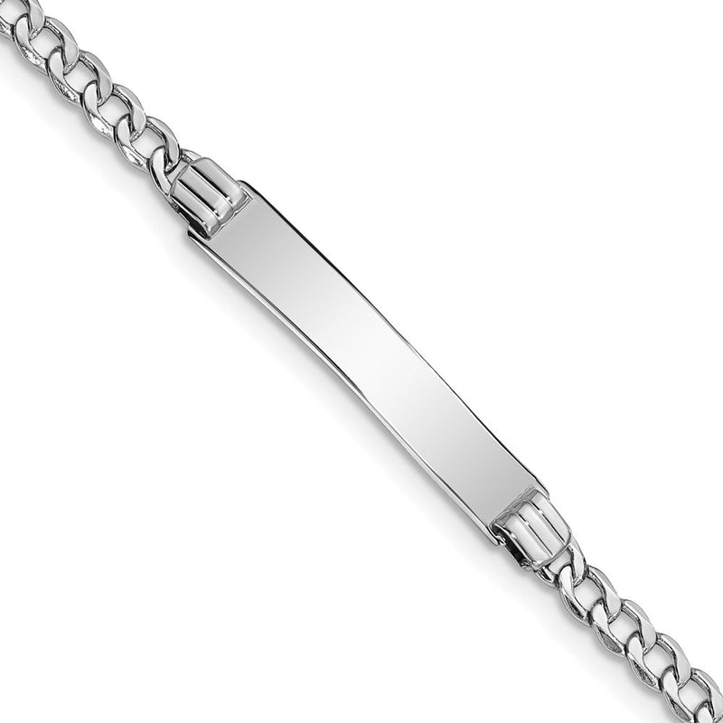 14K white gold cuban link plate ID bracelet