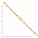 14K Polished Semi-Solid Chain/Solid Plate Figaro Link Plate ID Bracelet view