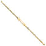 14K Polished Semi-Solid Chain/Solid Plate Figaro Link Plate ID Bracelet view