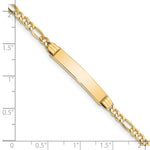 14K Polished Semi-Solid Chain/Solid Plate Figaro Link Plate ID Bracelet view