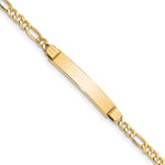 14K Polished Semi-Solid Chain/Solid Plate Figaro Link Plate ID Bracelet view