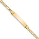14K Polished Semi-Solid Chain/Solid Plate Figaro Link Plate ID Bracelet