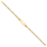14K Polished Semi-Solid Chain/Solid Plate Figaro Link Soft Diamond Shape 25.5x7. Plate ID Bracelet view