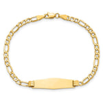 14K Polished Semi-Solid Chain/Solid Plate Figaro Link Soft Diamond Shape 25.5x7. Plate ID Bracelet view