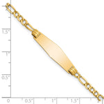 14K Polished Semi-Solid Chain/Solid Plate Figaro Link Soft Diamond Shape 25.5x7. Plate ID Bracelet view