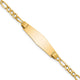 14K Polished Semi-Solid Chain/Solid Plate Figaro Link Soft Diamond Shape 25.5x7. Plate ID Bracelet