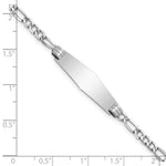 14K White Gold Polished Semi-Solid Chain/Solid Plate Figaro Link Soft Diamond Shape 25.5x7. Plate ID Bracelet view