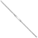 14K White Gold Polished Semi-Solid Chain/Solid Plate Figaro Link Plate ID Bracelet, 7 x 5mm view