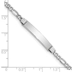 14K White Gold Polished Semi-Solid Chain/Solid Plate Figaro Link Plate ID Bracelet, 7 x 5mm view