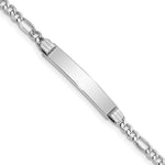 14K White Gold Polished Semi-Solid Chain/Solid Plate Figaro Link Plate ID Bracelet, 7 x 5mm view