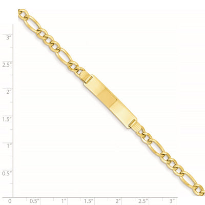 14K Polished Semi-Solid Chain/Solid Plate Figaro Link 33.5x6.5mm Plate ID Bracelet
