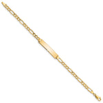 14K Polished Semi-Solid Chain/Solid Plate Figaro Link 33.5x6.5mm Plate ID Bracelet view