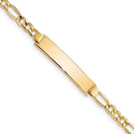 14K Polished Semi-Solid Chain/Solid Plate Figaro Link 33.5x6.5mm Plate ID Bracelet view