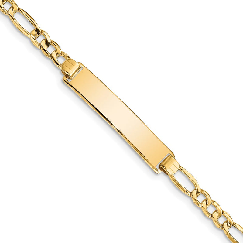 14K gold figaro link plate ID bracelet
