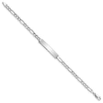 14K White Gold Polished Semi-Solid Chain/Solid Plate Figaro Link 33.5x6. Plate ID Bracelet view