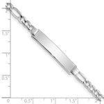 14K White Gold Polished Semi-Solid Chain/Solid Plate Figaro Link 33.5x6. Plate ID Bracelet view