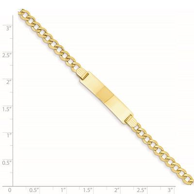 14K Polished Semi-Solid Chain/Solid Plate Curb Link 33x6.75mm Plate ID Bracelet