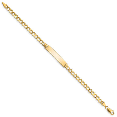 14K Polished Semi-Solid Chain/Solid Plate Curb Link 33x6.75mm Plate ID Bracelet