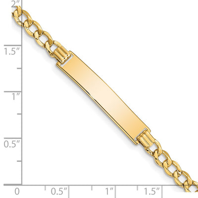 14K Polished Semi-Solid Chain/Solid Plate Curb Link 33x6.75mm Plate ID Bracelet