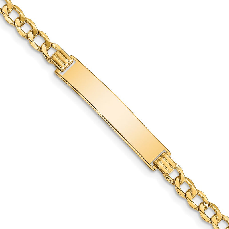 14K gold curb link plate ID bracelet