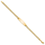 14K Polished Semi-solid Chain/Solid Plate Curb Link Soft Diamond Shape 28x9.5mm Plate ID Bracelet view