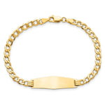 14K Polished Semi-solid Chain/Solid Plate Curb Link Soft Diamond Shape 28x9.5mm Plate ID Bracelet view