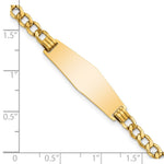14K Polished Semi-solid Chain/Solid Plate Curb Link Soft Diamond Shape 28x9.5mm Plate ID Bracelet view
