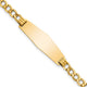 14K Polished Semi-solid Chain/Solid Plate Curb Link Soft Diamond Shape 28x9.5mm Plate ID Bracelet