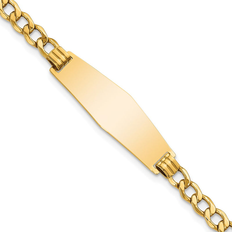 14K gold curb link plate ID bracelet