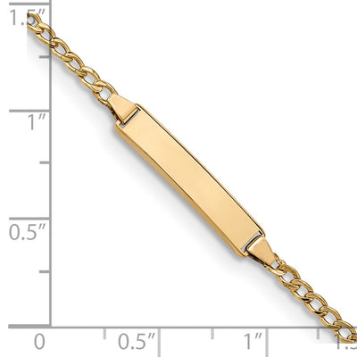 14K Polished Semi-Solid Chain/Solid Plate Cuban Link 20x4.5mm Plate Baby/Child ID Bracelet