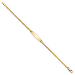 14k Polished Semi-Solid Chain/Solid Plate Cuban Link Soft Diamond Shape 19.5x5. Plate Baby/Child ID Bracelet view 2