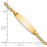 14k Polished Semi-Solid Chain/Solid Plate Cuban Link Soft Diamond Shape 19.5x5. Plate Baby/Child ID Bracelet view 3