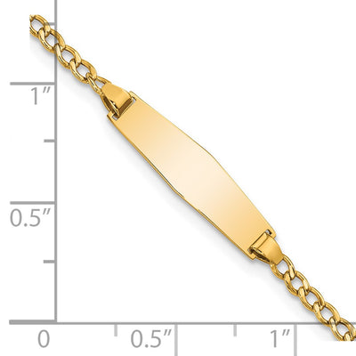 14K Polished Semi-Solid Chain/Solid Plate Cuban Link Soft Diamond Shape 19.5x5.5mm Plate Baby/Child ID Bracelet