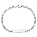 14K White Gold Polished Semi-Solid Chain/Solid Plate Cuban Link Soft Diamond Shape 20x5.5mm Plate Baby/Child ID Bracelet view