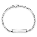 14K White Gold Polished Semi-Solid Chain/Solid Plate Cuban Link 20x4.5mm Plate Baby/Child ID Bracelet view