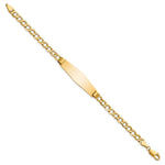 14K Polished Semi-Solid Chain/Solid Plate Cuban Link Soft Diamond Shape Plate ID Bracelet view