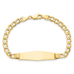 14K Polished Semi-Solid Chain/Solid Plate Cuban Link Soft Diamond Shape Plate ID Bracelet view