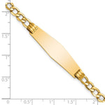 14K Polished Semi-Solid Chain/Solid Plate Cuban Link Soft Diamond Shape Plate ID Bracelet view