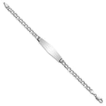 14K White Gold Polished Semi-Solid Chain/Solid Plate Cuban Link Soft Diamond Shape Plate ID Bracelet view