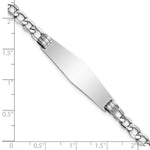 14K White Gold Polished Semi-Solid Chain/Solid Plate Cuban Link Soft Diamond Shape Plate ID Bracelet view