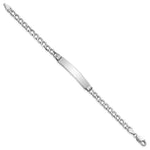 14K White Gold Polished Semi-Solid Chain/Solid Plate Cuban Link Plate ID Bracelet, 7 x 7mm view