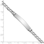 14K White Gold Polished Semi-Solid Chain/Solid Plate Cuban Link Plate ID Bracelet, 7 x 7mm view