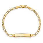 14K Polished Semi-Solid Chain/Solid Plate Figaro Link 23x4.5mm Plate Baby/Child ID Bracelet view