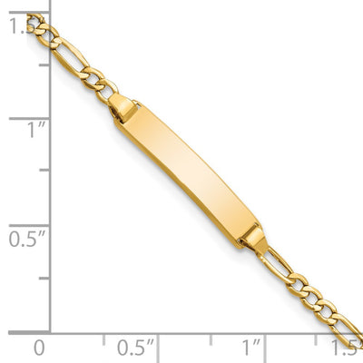 14K Polished Semi-Solid Chain/Solid Plate Figaro Link 23x4.5mm Plate Baby/Child ID Bracelet