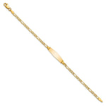 14K Polished Semi-Solid Chain/Solid Plate Figaro Link Soft Diamond Shape 19.5x5. Plate ID Bracelet view