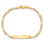 14K Polished Semi-Solid Chain/Solid Plate Figaro Link Soft Diamond Shape 19.5x5. Plate ID Bracelet view
