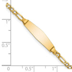 14K Polished Semi-Solid Chain/Solid Plate Figaro Link Soft Diamond Shape 19.5x5. Plate ID Bracelet view